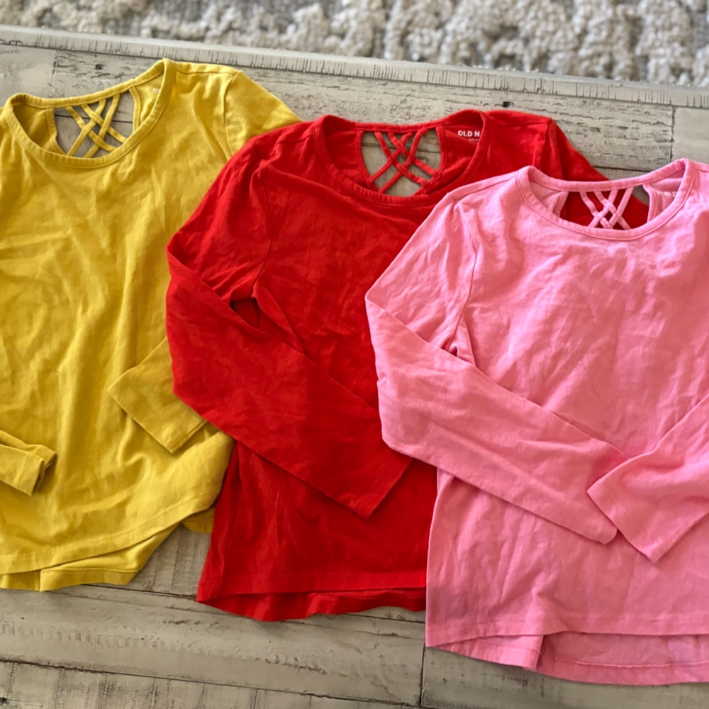 Old Navy Kids Long Sleeve Tees - Yellow, Red, Pink